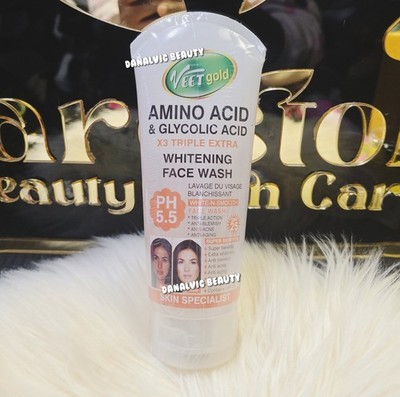 Veet Gold Amino & Glycolic Acid Face Foam Wash X3 Extra Brightening 200g
