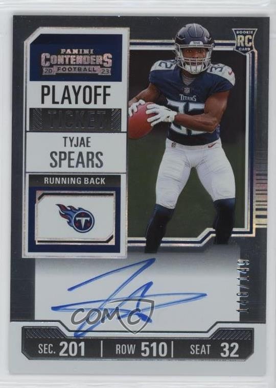 2023 Panini Contenders RPS Playoff Ticket /149 Tyjae Spears Rookie Auto RC 03tv