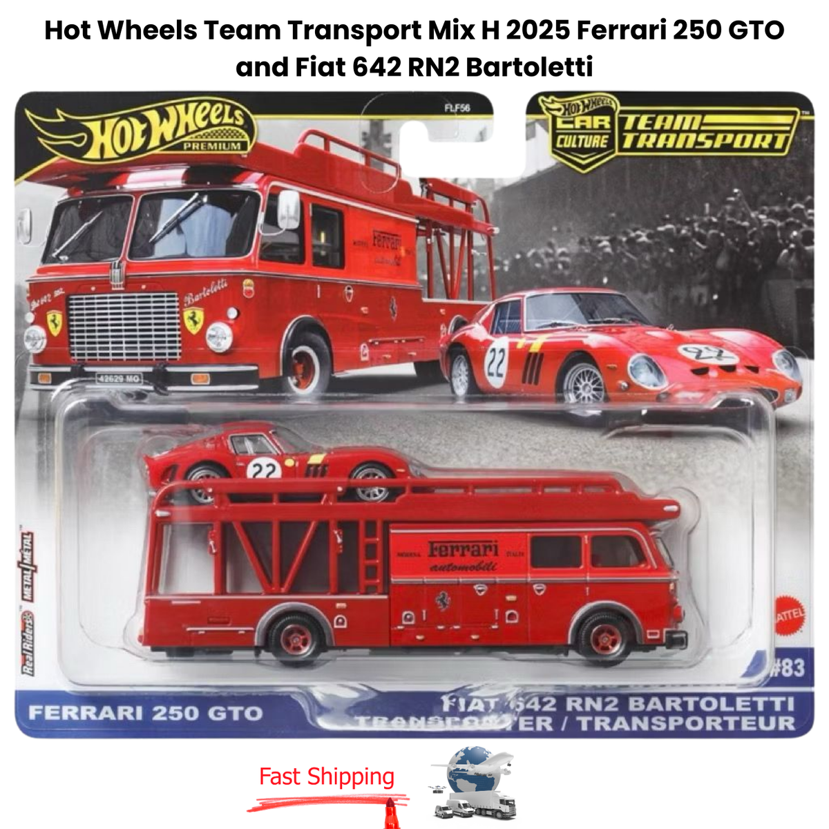 Hot Wheels Team Transport Mix H 2025 Ferrari 250 GTO and Fiat 642