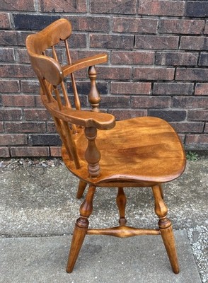 Ethan Allen Swivel Comb Back Side Chair Heirloom Nutmeg Maple 10
