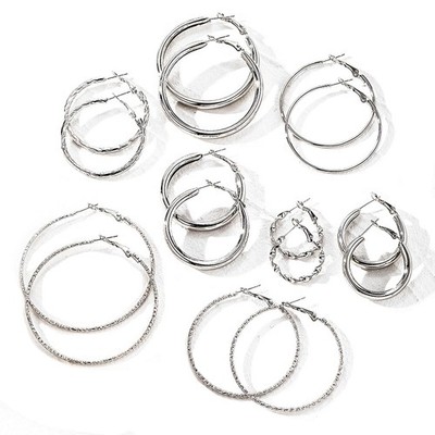 8 Paar Silber Creolen großes kleines Set, Chunky Ohrring Multipack, Hypoallerge