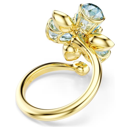 Swarovski Idyllia Open Ring, Flower, Blue, Gold Tone Plated 5709031 (Size 7) - Picture 4 of 5