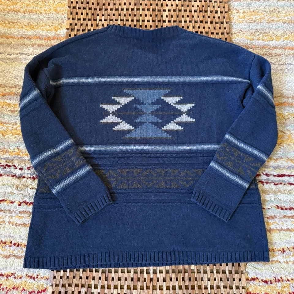 Pendleton Aztec Print Crew Neck Wool Sweater Blue Men's Size Large L - Image 2 of 3