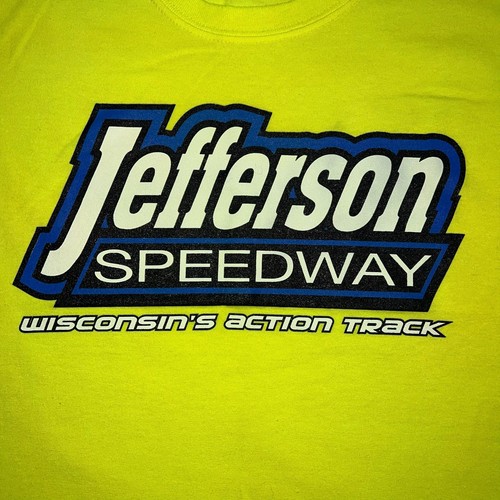 Jefferson Speedway Unisex Kids T Shirt Top Neon Yellow Small - Picture 2 of 7