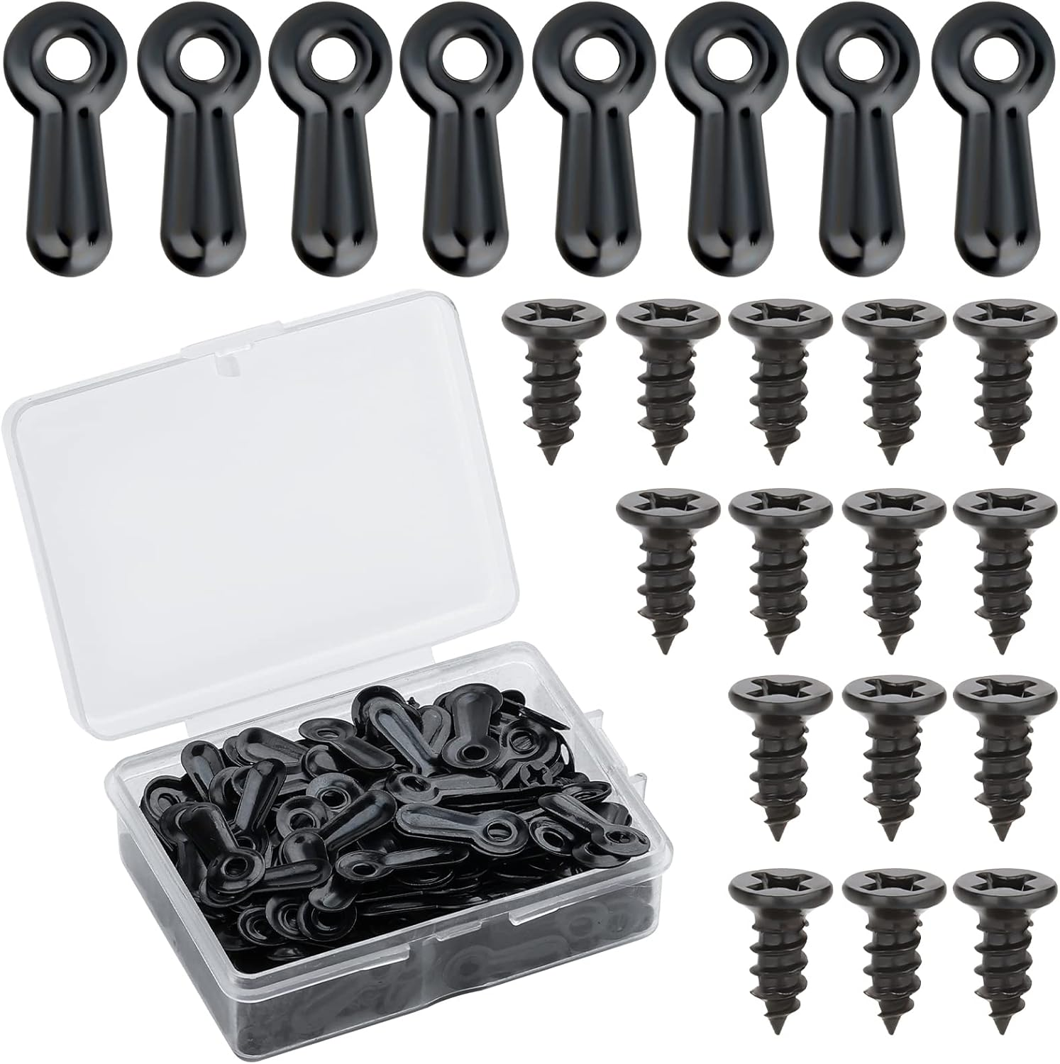 160 Pcs Picture Frame Turn Button Fasteners with Screws Black Photo Frame Clips