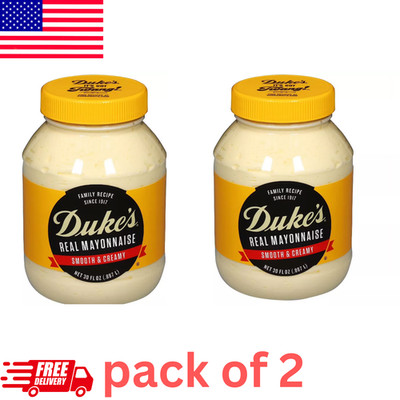 (2 pack) Duke's  Real Mayonnaise, 30 oz Jar, Smooth & Creamy Mayo