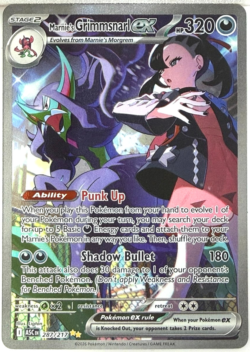 Pokémon TCG Marnies Grimmsnarl Ex 287/217 Ascended Heroes Special Illustration