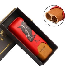 Lubinski custodia tubo sigari rosso pelle e legno humidor 2 tubi cavallo portatile regalo
