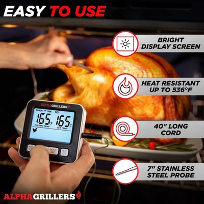 Alpha Grillers Meat Thermometer Digital for Oven Fathers Day Gifts for Dad La...