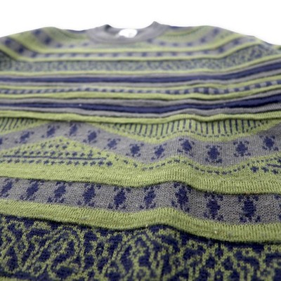 Modigliani 90s 3D patterned knit sweater L Khaki Wool