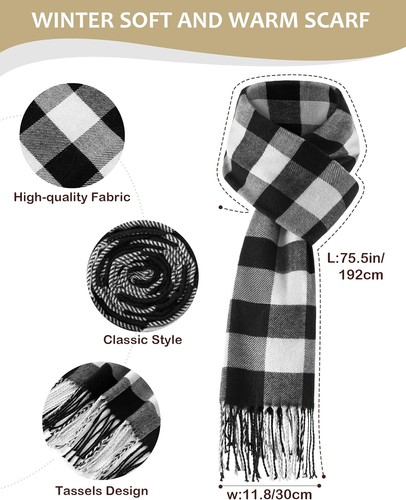 Winter Hat Gloves Scarf Set Women Fleece Lined Beanies Long Scarf Women Black - Picture 4 of 7