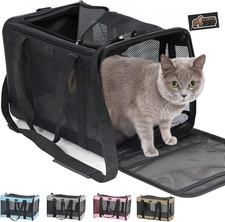 Cat Carrier Travel Bag up to 15 Lbs, Soft Collapsible Small Dog Carriers, Top an