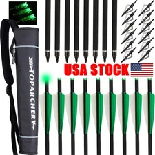 20" Carbon Crossbow Bolts Arrows LED Nocks Archery Hunt Shooting Target Practice