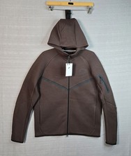 NIKE Tech Fleece Hoodie Medium Mens Brown Black Full Zip Jacket Long Sleeve