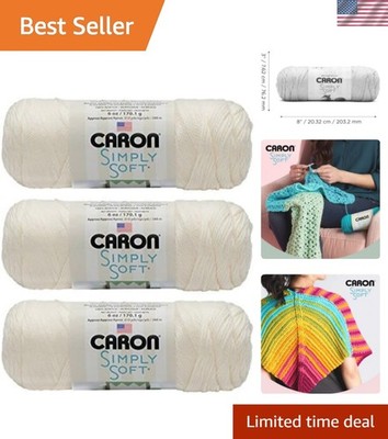 Simply Soft 3-Pack Yarn, 3oz, Gauge 4 Medium Worsted, 100% Acrylic - Off Whit...