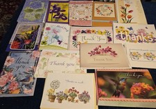 15 Assorted Full Sized FLORAL THANK YOU Greeting Cards with Beautiful Designs