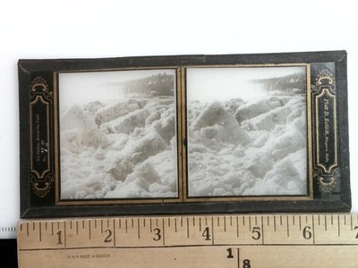 Ice Bridge Below the Falls GLASS Stereoview Platt D. Babbitt Niagara Falls c1858