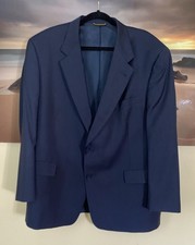 VTG Hart Schaffner Marx Men Navy Blue Windowpane Blazer 48 see measurements 