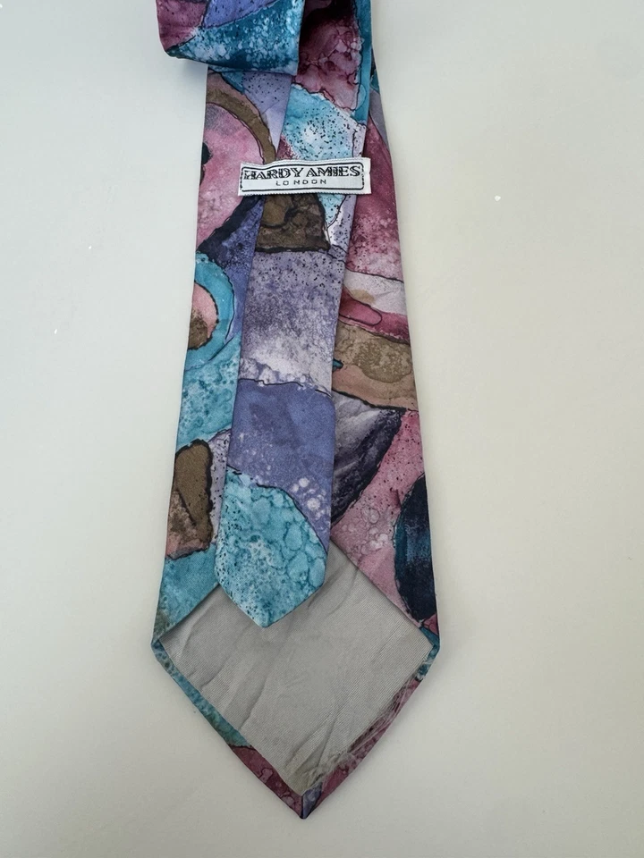 Hardy Amies London  Mens Tie Retro Abstract Pattern - Image 3 of 4