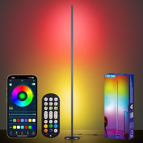 Smart RGB LED Floor Lamp with App & Remote – 16M Colors, 200+ Modes, Music Sync