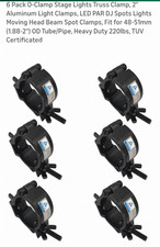 6 Pack Stage Light O Clamp Fit 48-51mm 1.88-2" Truss Clamps, Black