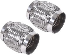 2PCS 2.5" x 4" Exhaust Flex Pipe Stainless Steel Heavy Duty Double Braid