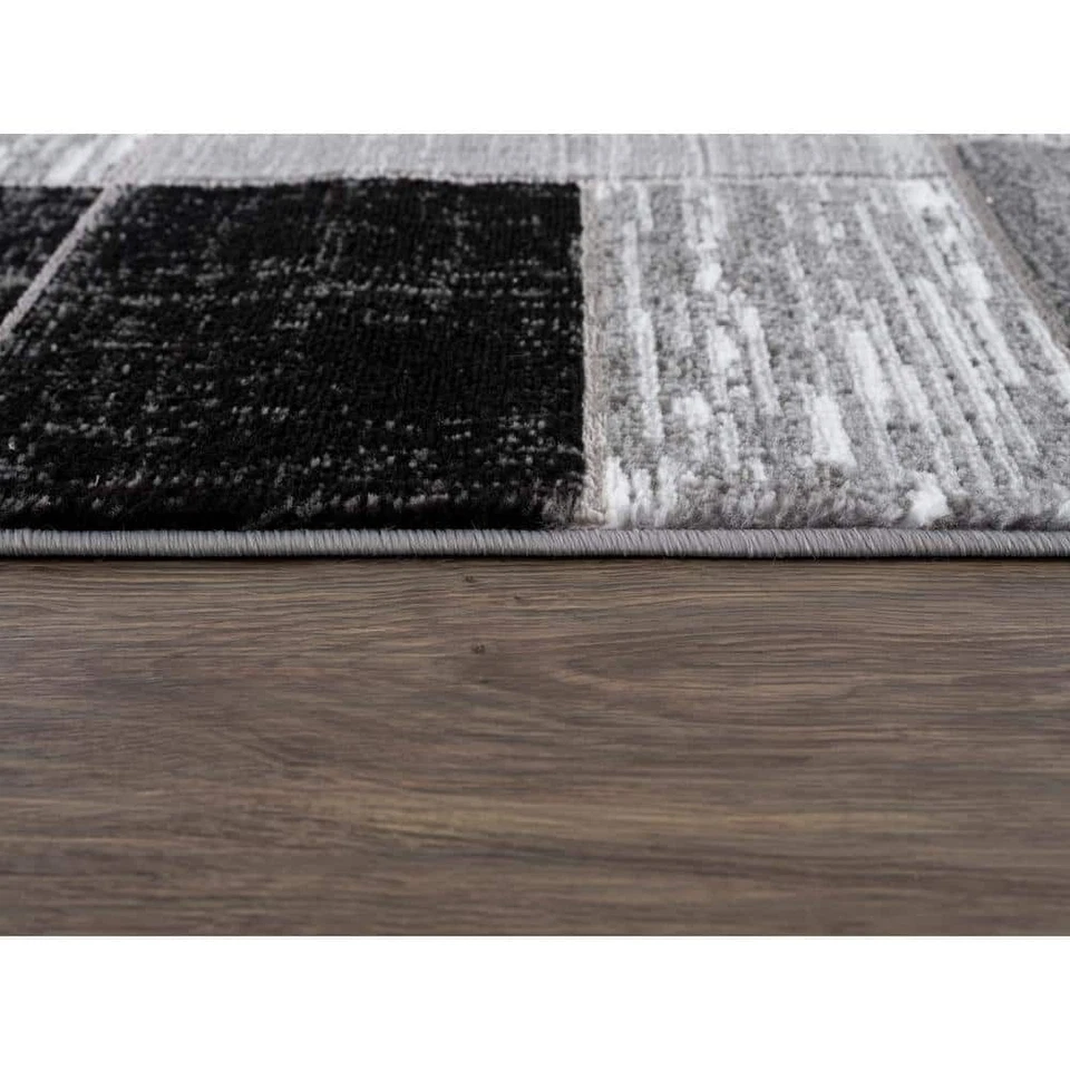 Alfombra geométrica negra Verena de 8 pies x 10 pies Foto 4 de 4