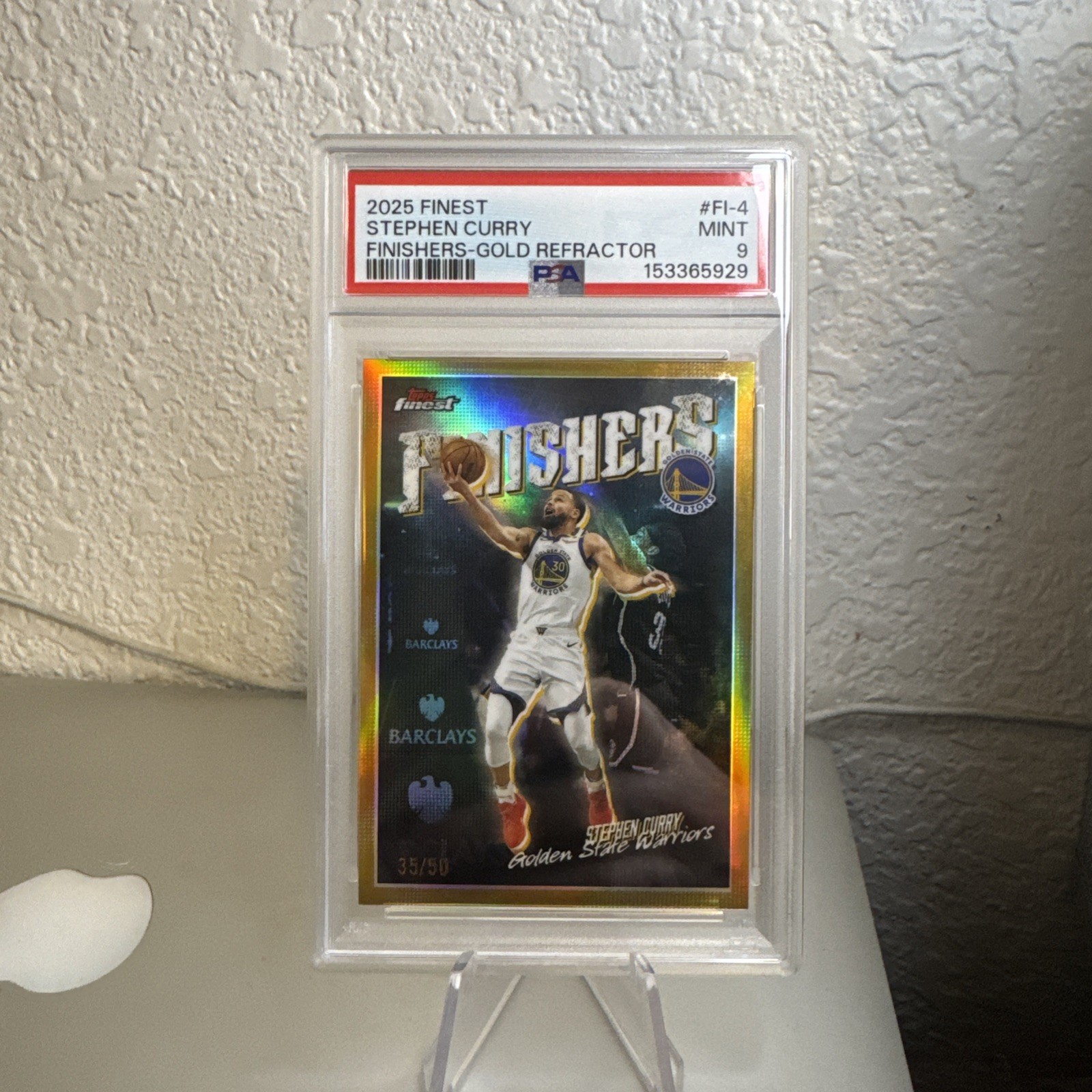 Stephen Curry PSA 9 2025 Topps Finest Finishers - Refractor #FI-4 view 1