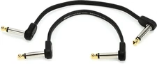 D'Addario Offset Angled Flat Patch Cable - 6" Twin Pack