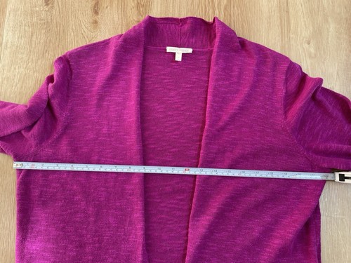 Eileen Fisher große offene Strickjacke Bio Baumwolle Leinen himbeerrosa 3/4 Arm - Bild 7 von 8