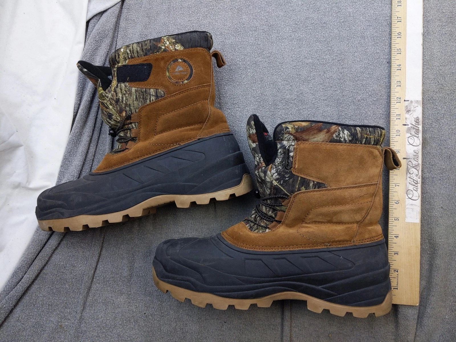Ozark Trail Snow Boots Mens 13 47 Brown Suede Camo Thinsulate Water Resistant
