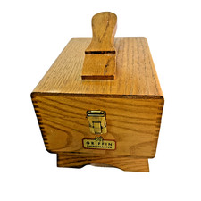 Vintage Griffin ShineMaster Shoe Shine Wooden Oak Box with 4 Vintage Brushes