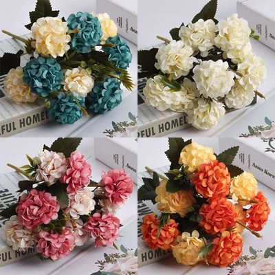 10Heads Artificial Hydrangea Flowers Silk Bouquet Party Wedding Home Plant Decor