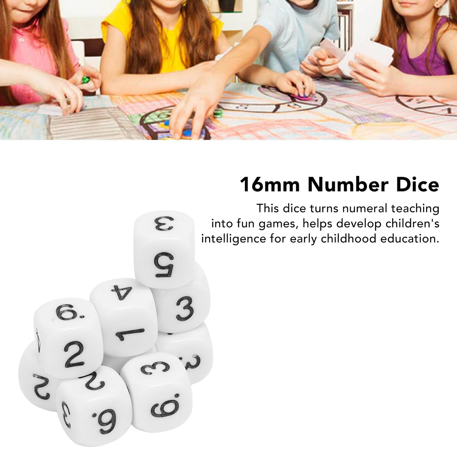 20PCS 6 Sided Number Dice Plastic 16mm Round Corner Polyhedral Dice Set For