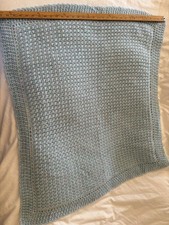 Handmade Crochet Baby Blanket Light Blue Afghan Soft Cozy 33  x 33  