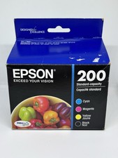 Genuine Epson 200 Black Cyan Magenta Yellow Ink Cartridge 4 Pack Exp. 04/2028