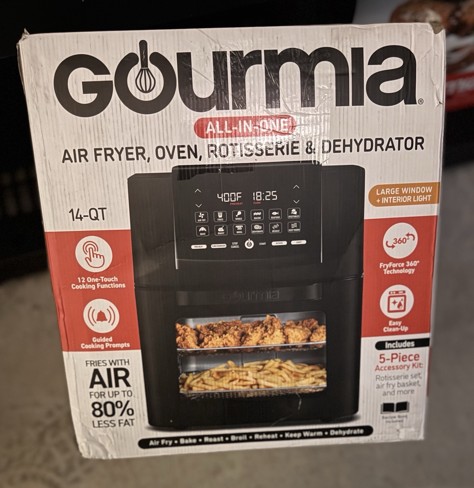 Gourmia GAF1220 14 Qt All-in-One Air Fryer Oven 12 Cooking Functions - Black