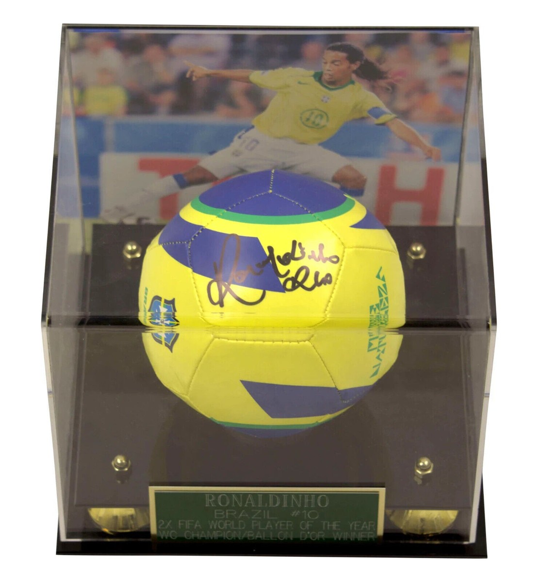 Ronaldinho Signed Brazil Soccer Ball in Frame with Beckett COA | eBay