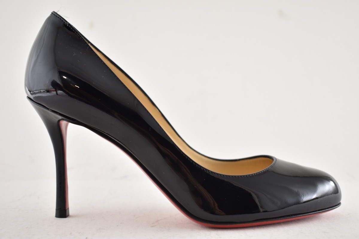 Christian Louboutin Dolly Pump 85 Black Patent Leather Round