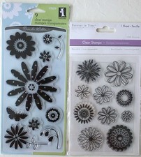 Lot of 2 Inkadinkado Forever In Time FLOWERS Clear Stamps Sealed New