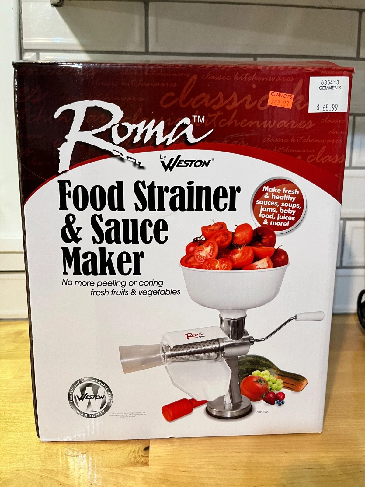 Weston Roma Food Strainer and Sauce Maker for Fruits and Vegetables - White EUC