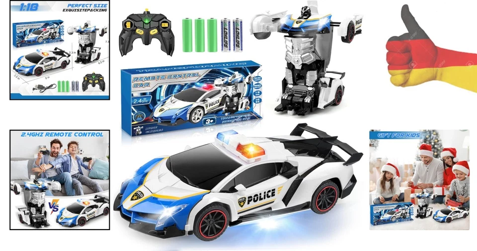 Transformator Ferngesteuertes Polizeiauto Rc Transform Auto Roboter Spielzeug... - Bild 2 von 4