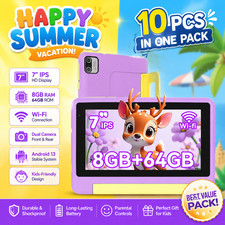 10Pcs 64GB Tablet IPS For Kids Parental Control Educational Wi-Fi Dual Camera