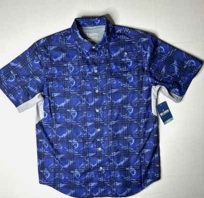 REEL LEGENDS  Short Sleeve MARINER Shirt Size M BLUE UPF 50 SUN Protection 