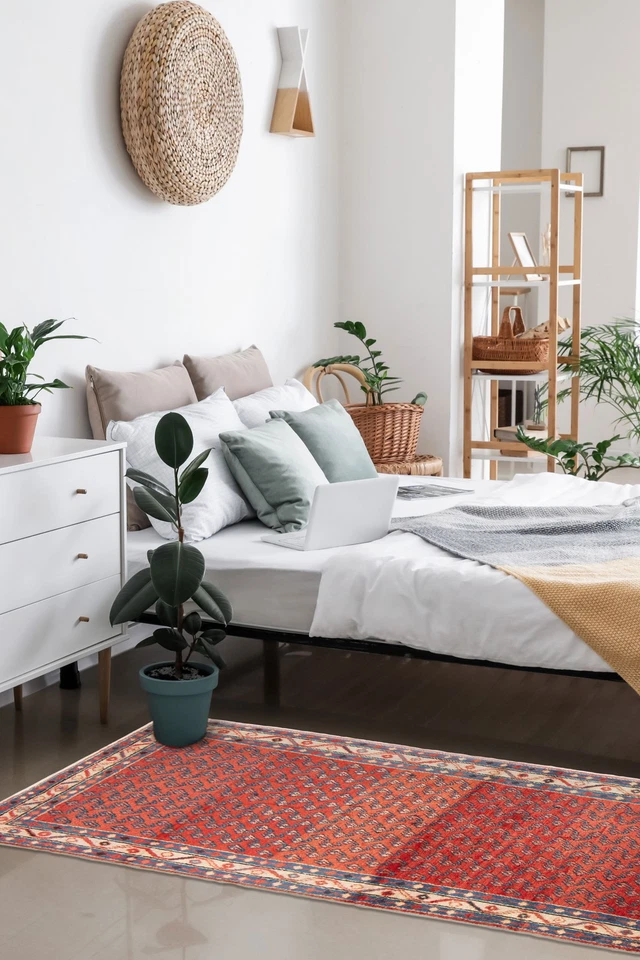 3'3" x 10'3" Vintage Hand-knotted Runner Rug Traditional Oriental Wool Carpet - Image 2 of 4