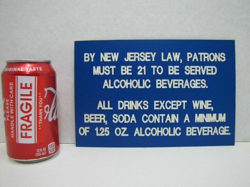 NEW JERSEY GESETZ 21 ZUM SERVIEREN ALKOHOLISCHES GETRÄNK BAR PUB TAVERNE SCHILD - Bild 4 von 8