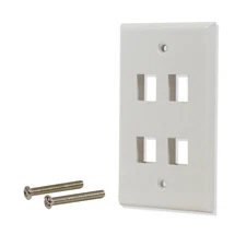 5 Pack Lot 4 port Hole Keystone Jack Wall Plate Smooth Surface White