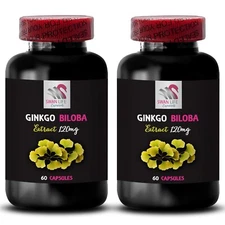 Daily supplement - GINKGO BILOBA EXTRACT - Health benefits 2 Bottle 120 Capsules