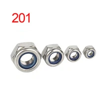 201 Stainless Steel Nuts Self locking Hexagonal M4 M5 M6 M8 M10 M12 M14 M16