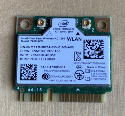 Intel Dual Band Wireless-AC 7260 Mini PCI-E BT 4.0 Card 7260HMW -W41 - 第 1/3 張圖片